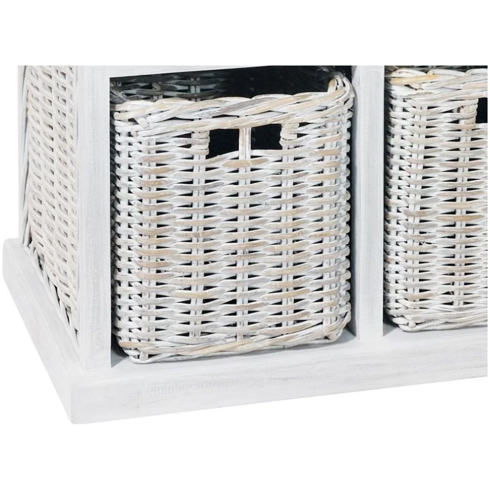 Maya Whitewash 2 over 2 Storage Unit - Small Sideboard