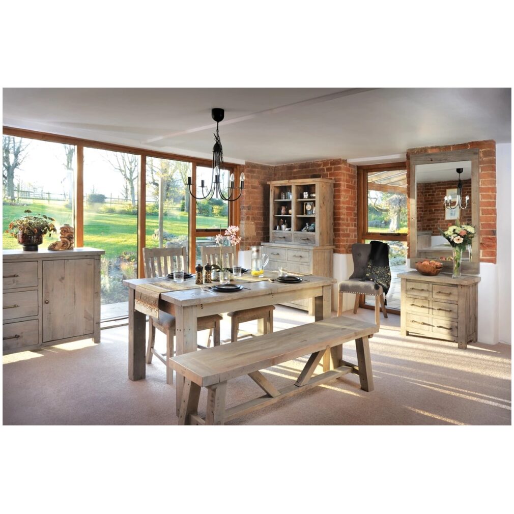 Saltash Dining Furniture - Dining Set with 140 extending table + 140cm bench + 2 chairs