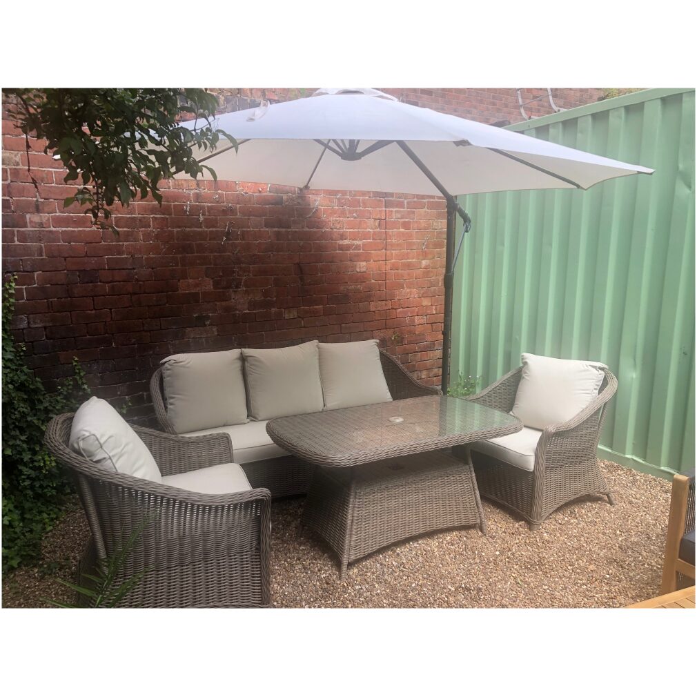 EX Display Petra Lounge Dining Set in Natural + Free Outdoor Cover - Outdoor Rattan Furniture