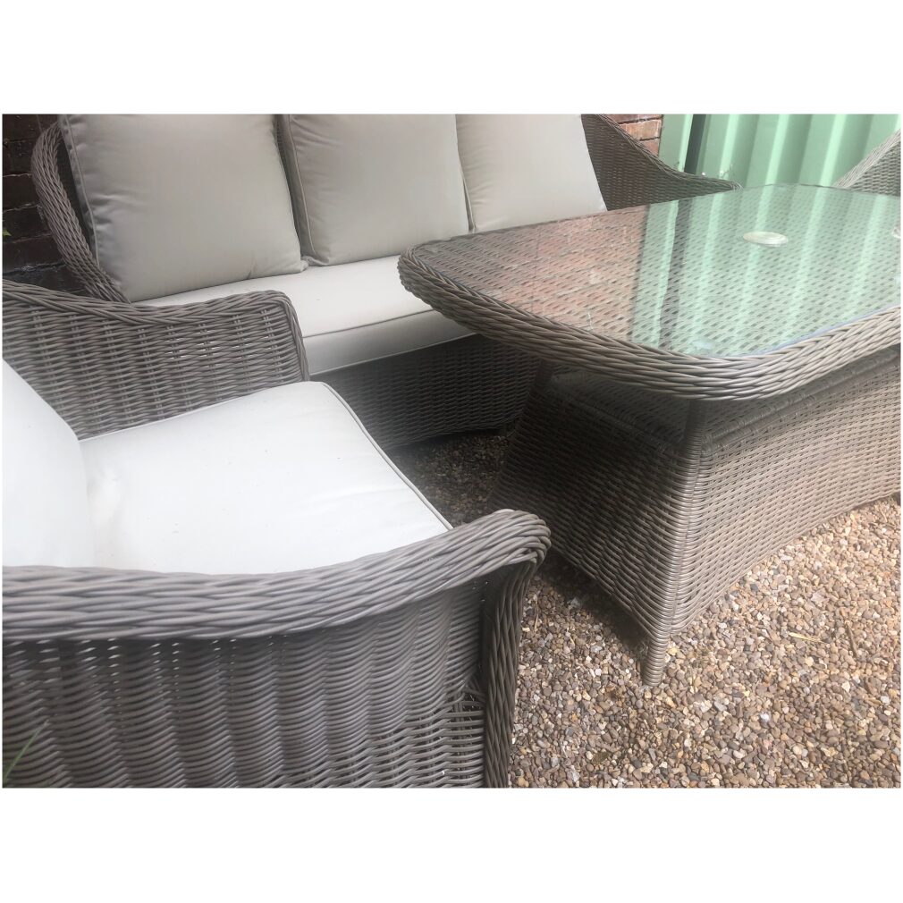 EX Display Petra Lounge Dining Set in Natural + Free Outdoor Cover - Outdoor Rattan Furniture