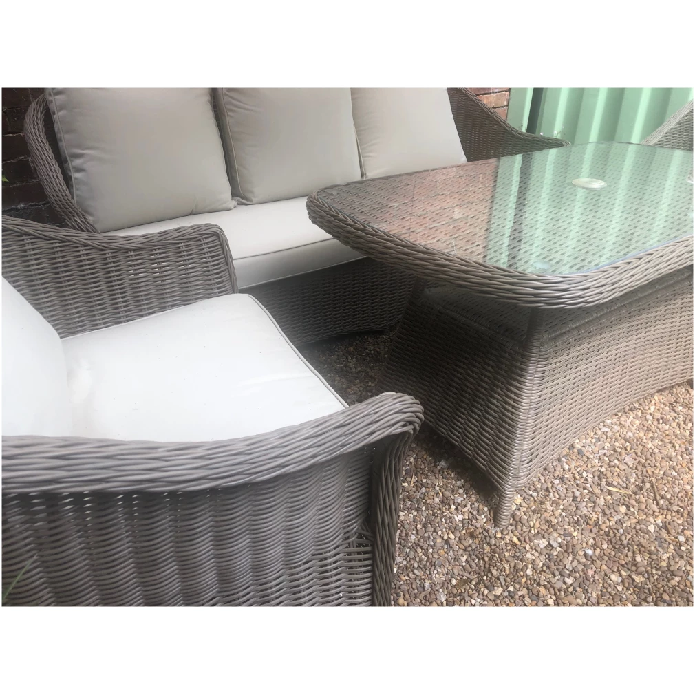 EX Display Petra Lounge Dining Set in Natural + Free Outdoor Cover - Outdoor Rattan Furniture