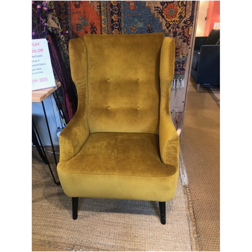 Ex Display Swing Armchair by Sits - in Mustard aqua clean fabric