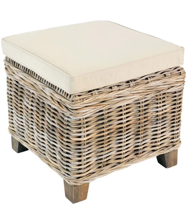 Maya Rattan Storage Stool - in grey