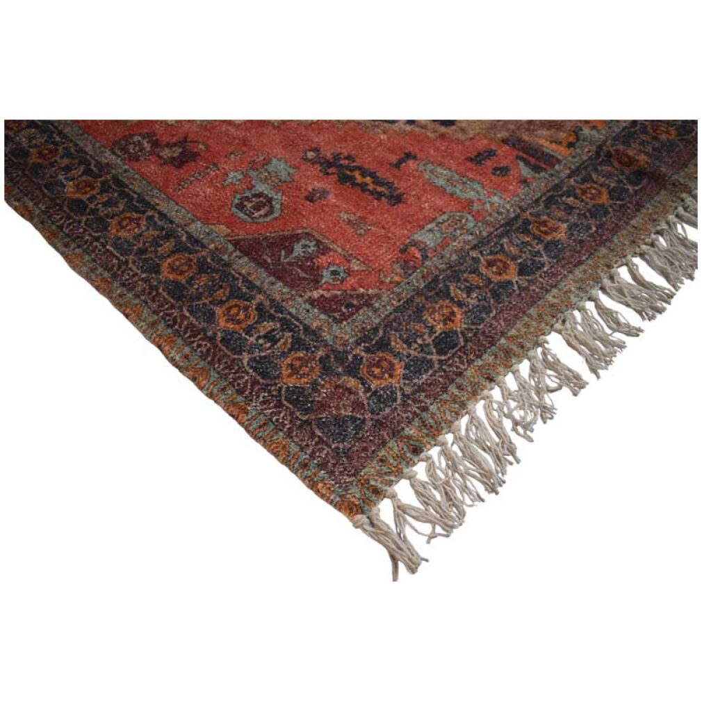 Red Rose Cotton chenille Printed Rug