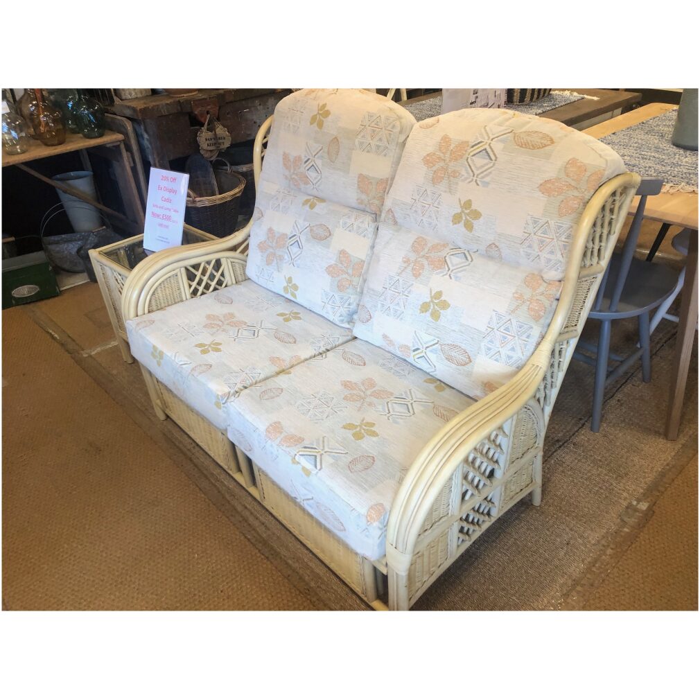 Ex Display Cadiz Cane Sofa and Lamp Table