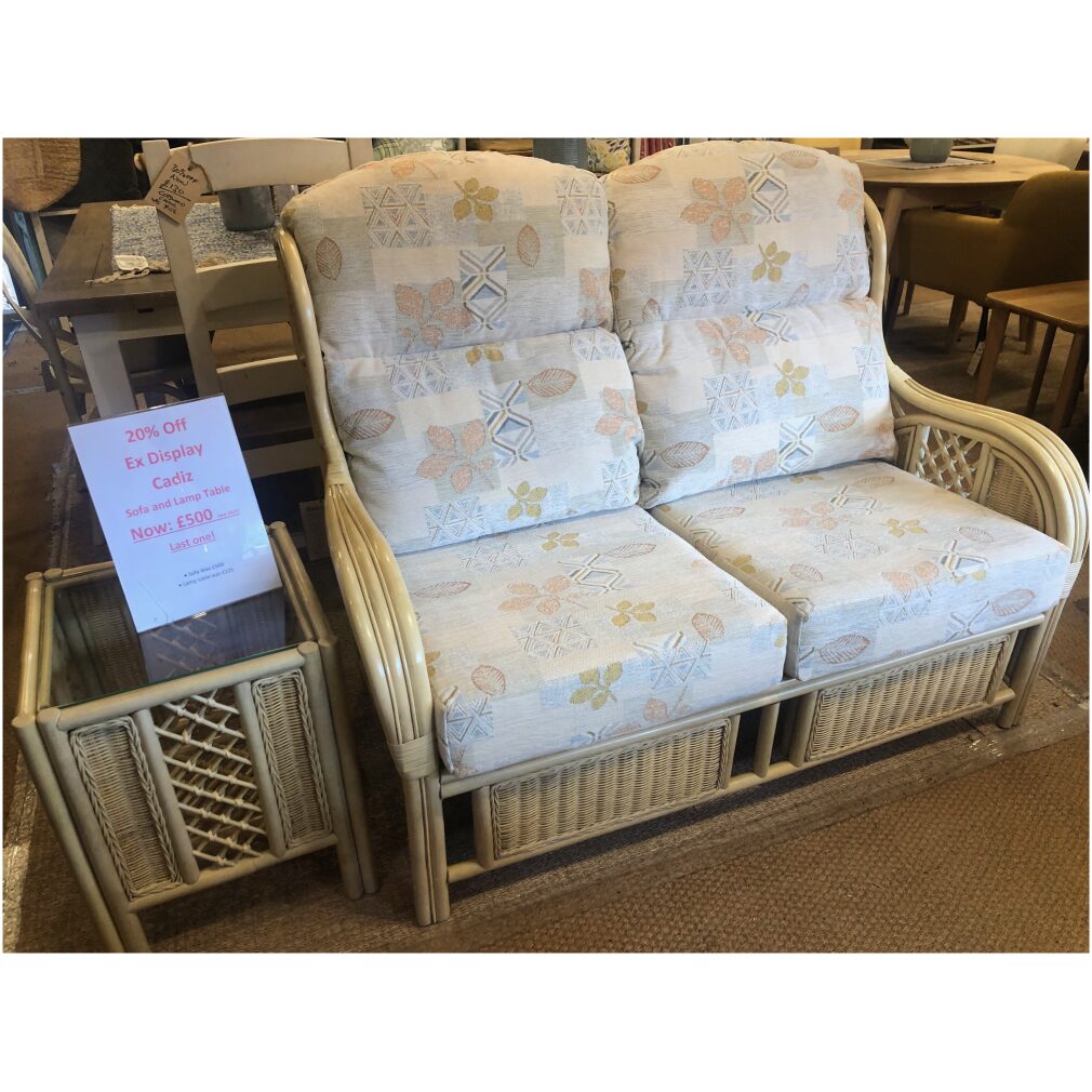 Ex Display Cadiz Cane Sofa and Lamp Table