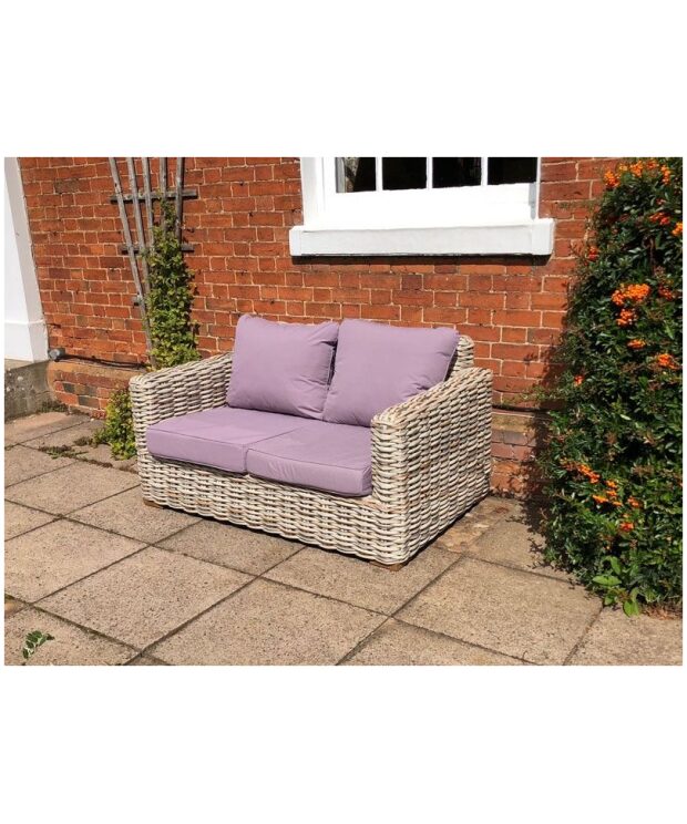 EX DISPLAY Tuscany Outdoor Garden Furniture Range - 2 Seater Sofa + Cover + Side Table + Carver Chair