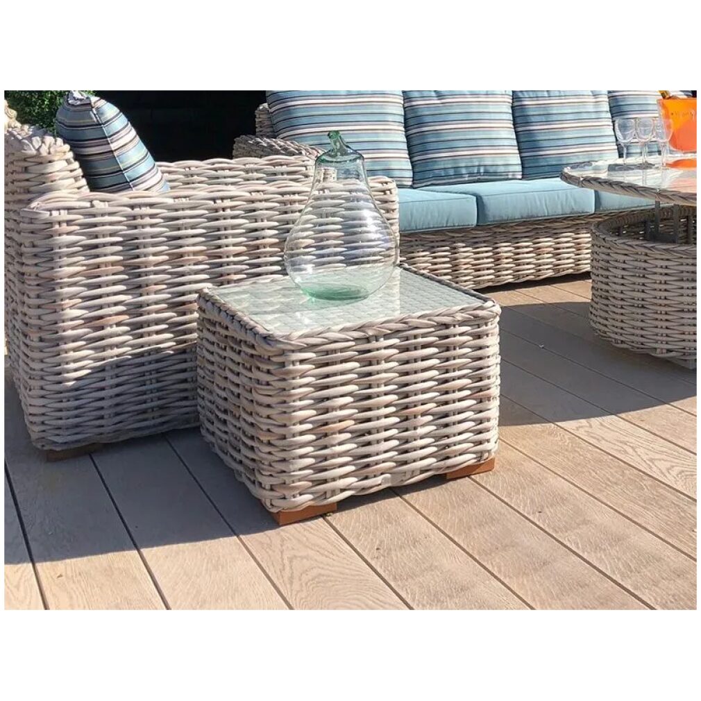 EX DISPLAY Tuscany Outdoor Garden Furniture Range - 2 Seater Sofa + Cover + Side Table + Carver Chair