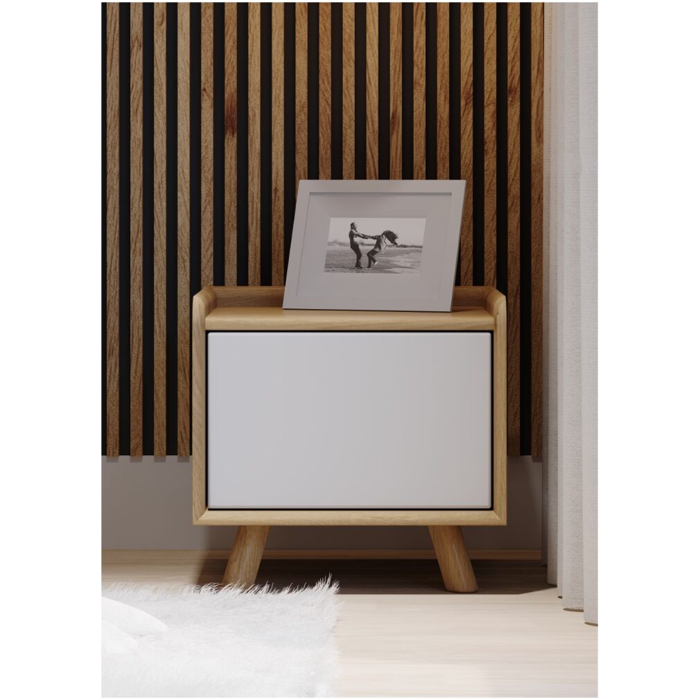 Lago Bedroom Furniture - Bedside 1 Door - White