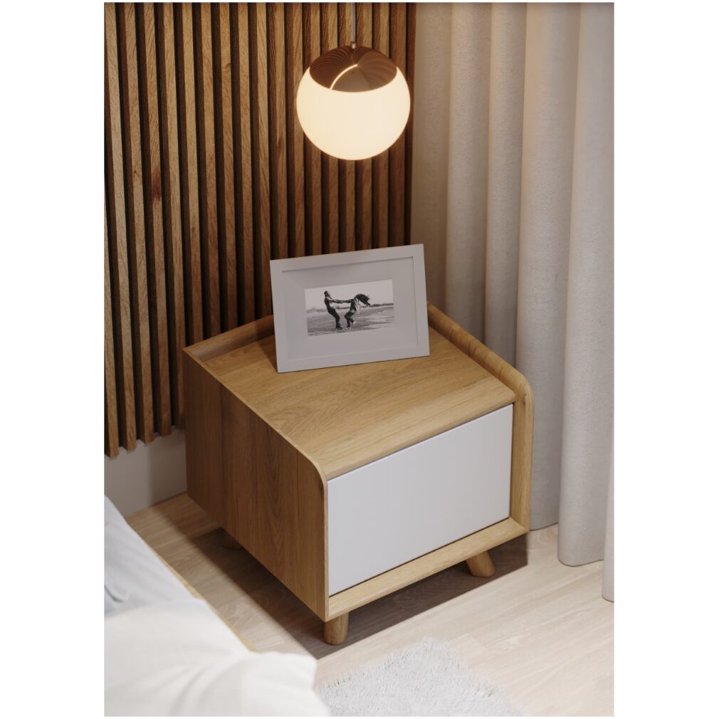 Lago Bedroom Furniture - Bedside 1 Door - White