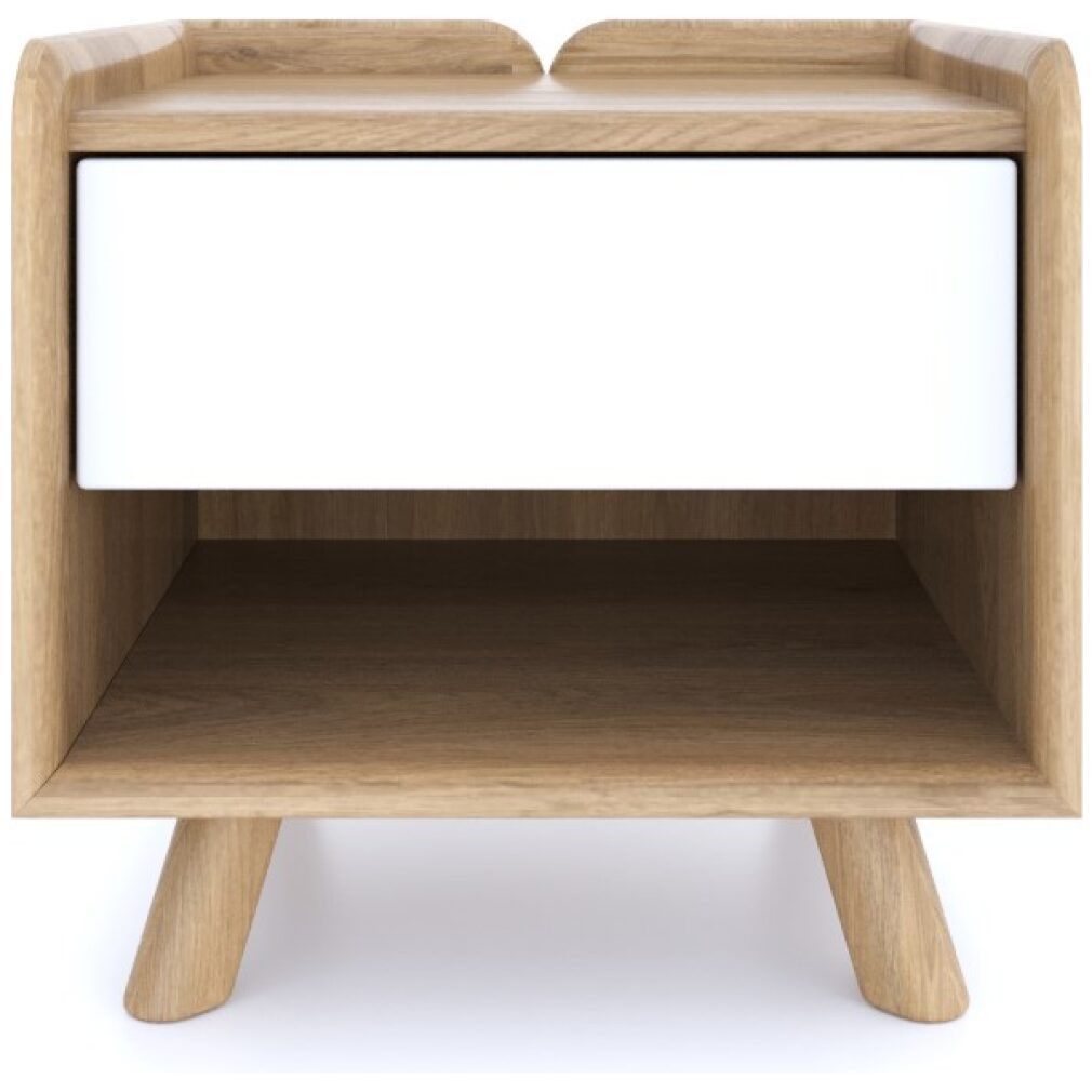 Lago Bedroom Furniture - Bedside 1 Drawer - White