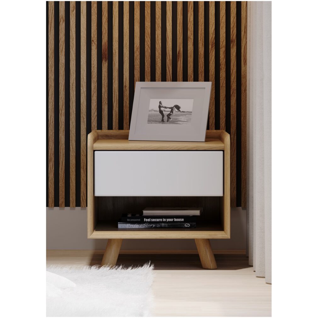 Lago Bedroom Furniture - Bedside 1 Drawer - White