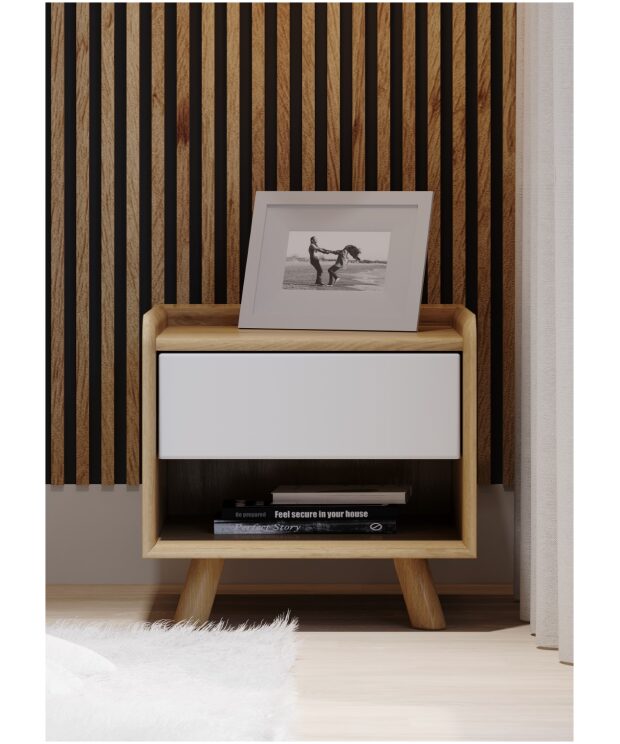 Lago Bedroom Furniture - Bedside 1 Drawer - White