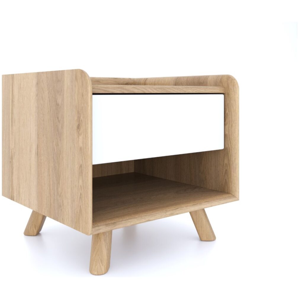 Lago Bedroom Furniture - Bedside 1 Drawer - White