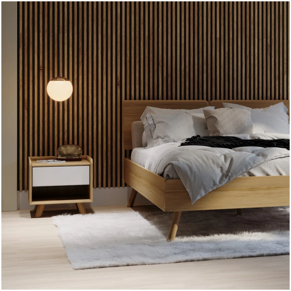 Lago Bedroom Furniture - Bedside 1 Drawer - White