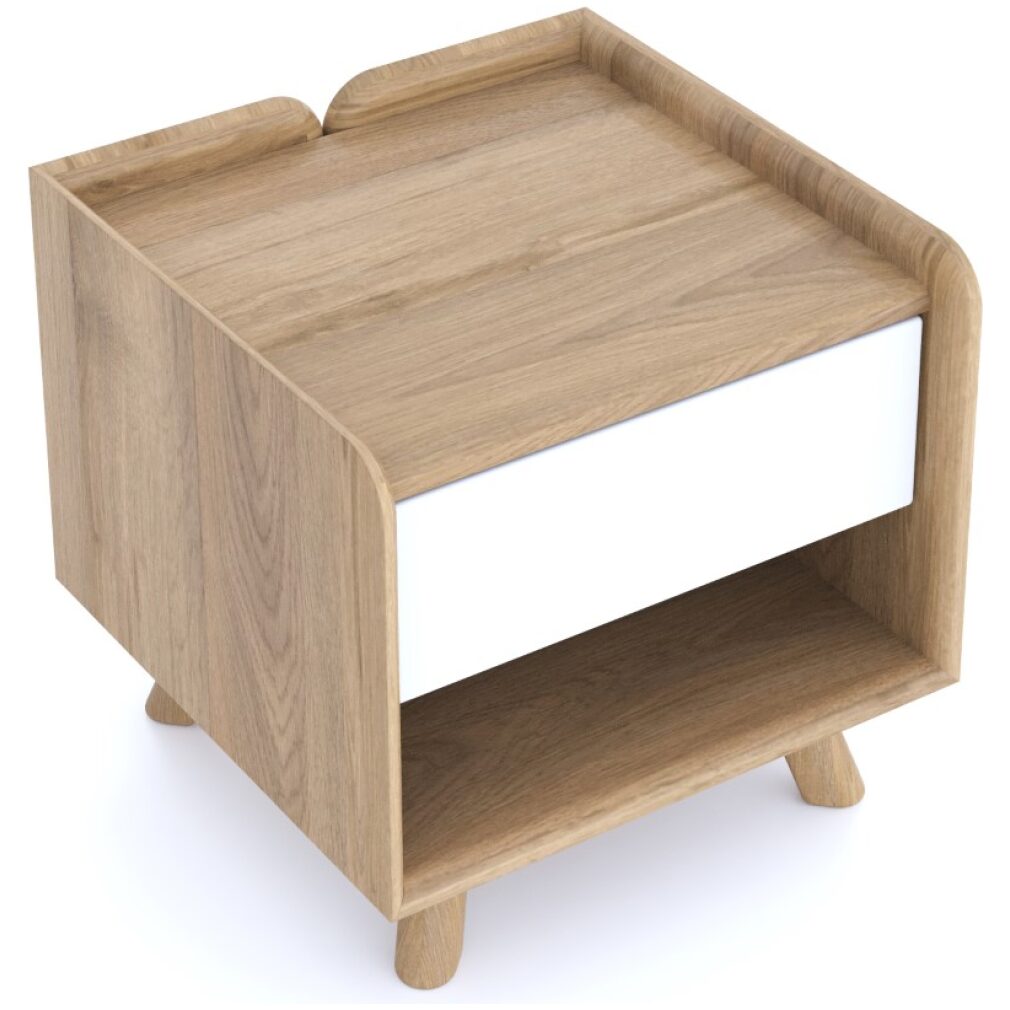 Lago Bedroom Furniture - Bedside 1 Drawer - White