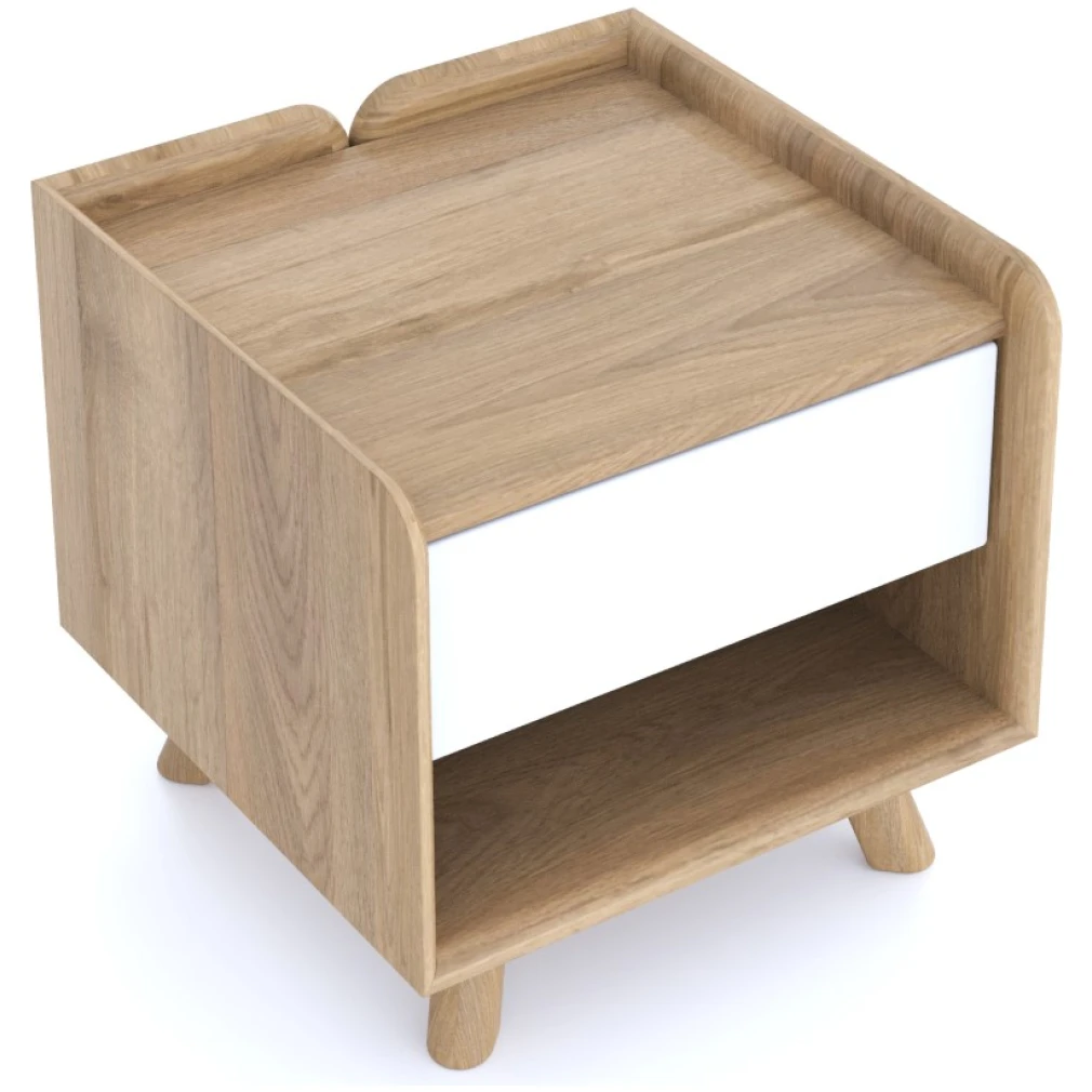 Lago Bedroom Furniture - Bedside 1 Drawer - White