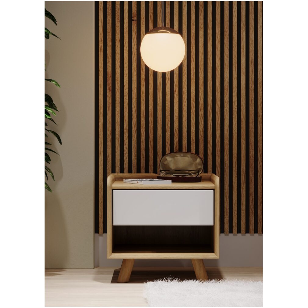 Lago Bedroom Furniture - Bedside 1 Drawer - White