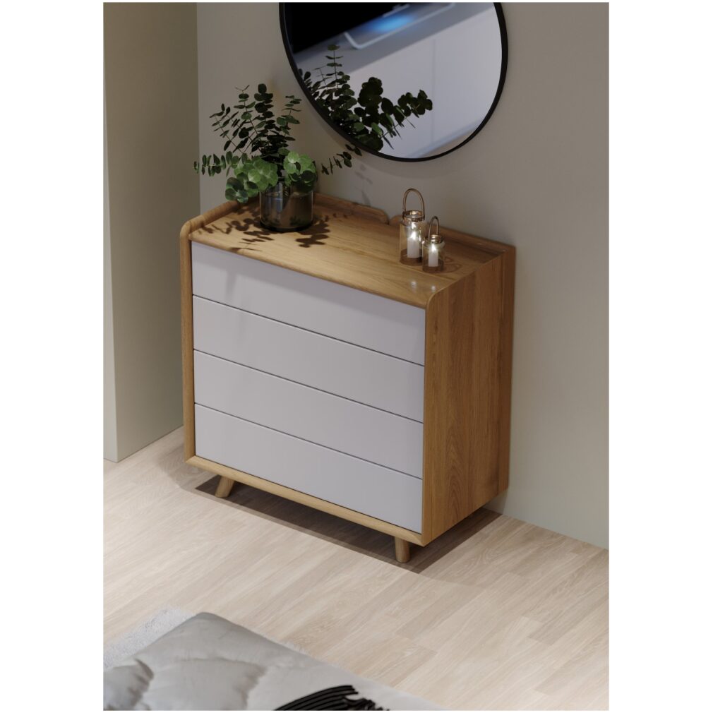 Lago Bedroom Furniture - Medium Chest - White