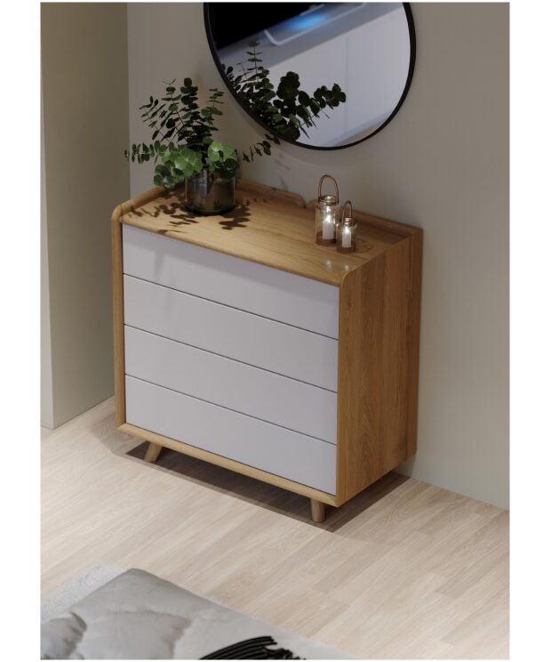 Lago Bedroom Furniture - Medium Chest - White