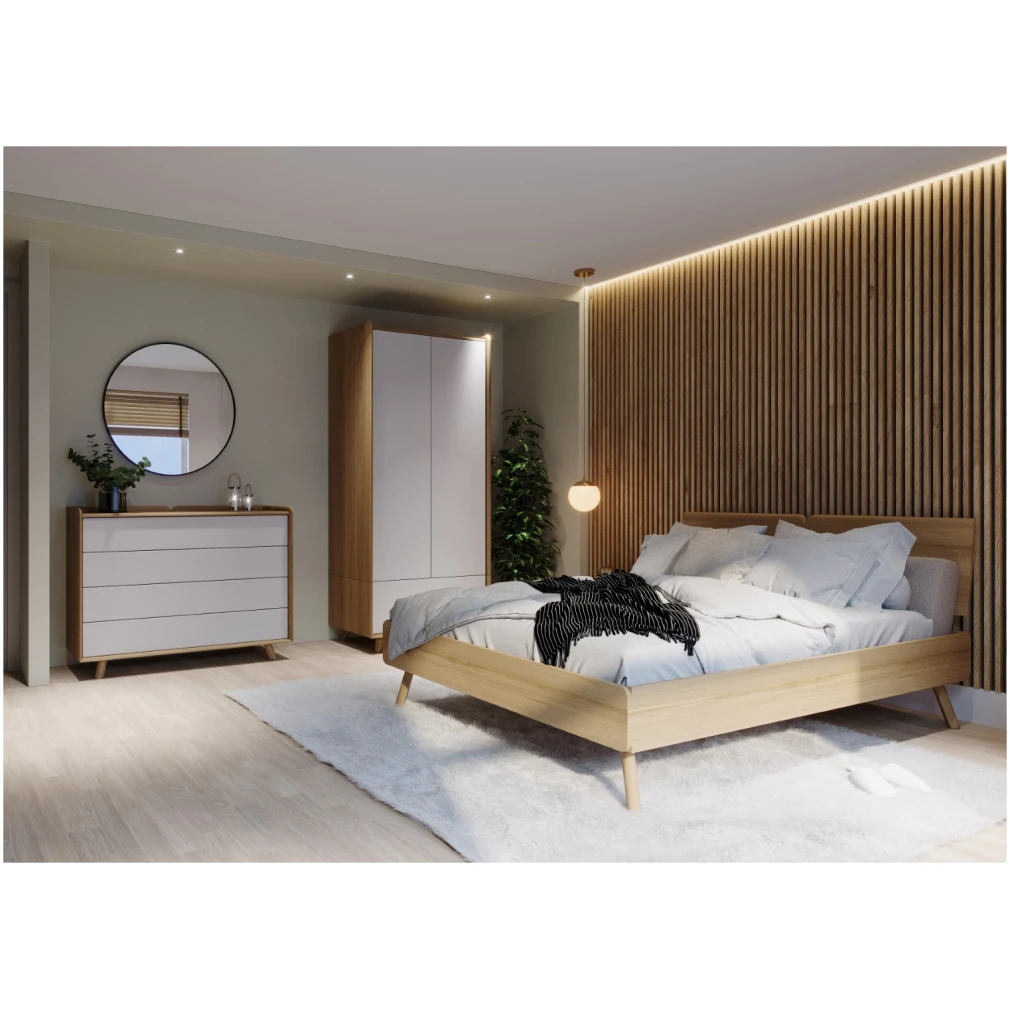 Lago Bedroom Furniture - Double Wardrobe - White