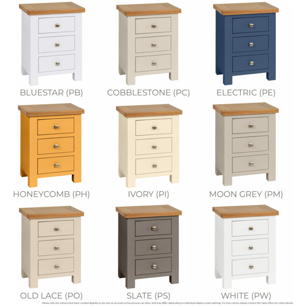 3 Drawer Bedside - Dorset Painted Bedroom Range
