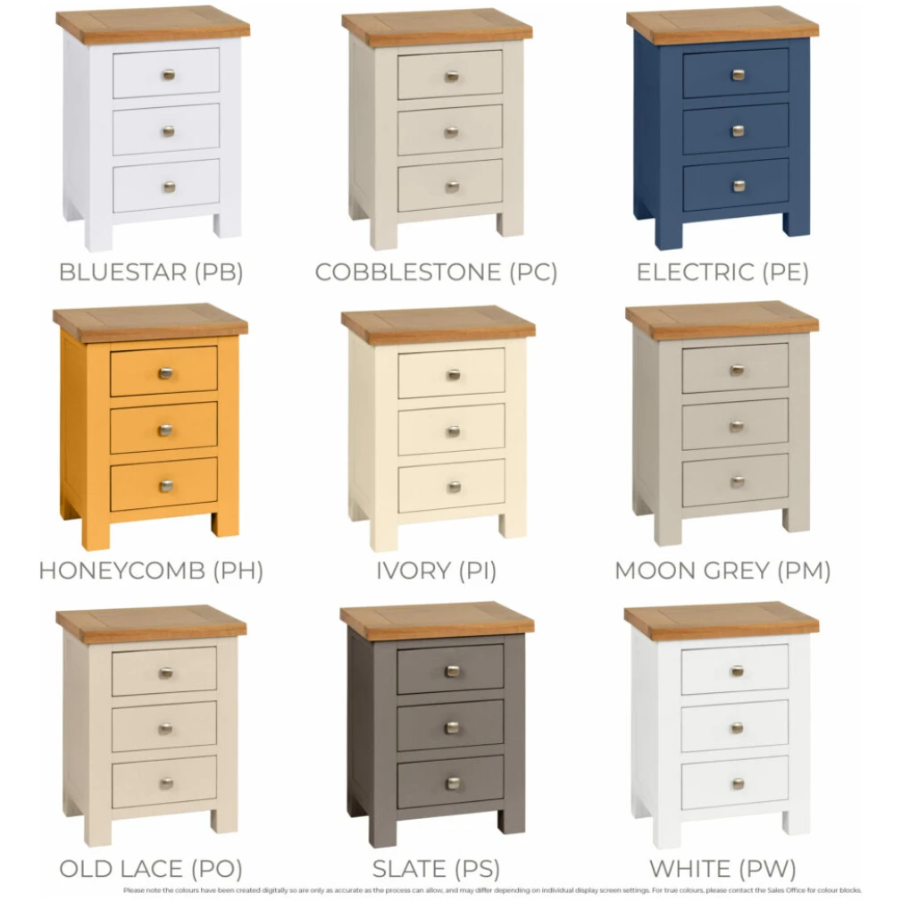 3 Drawer Bedside - Dorset Painted Bedroom Range