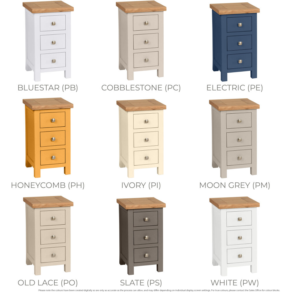 Compact 3 Drawer Bedside - Dorset Painted Bedroom Range