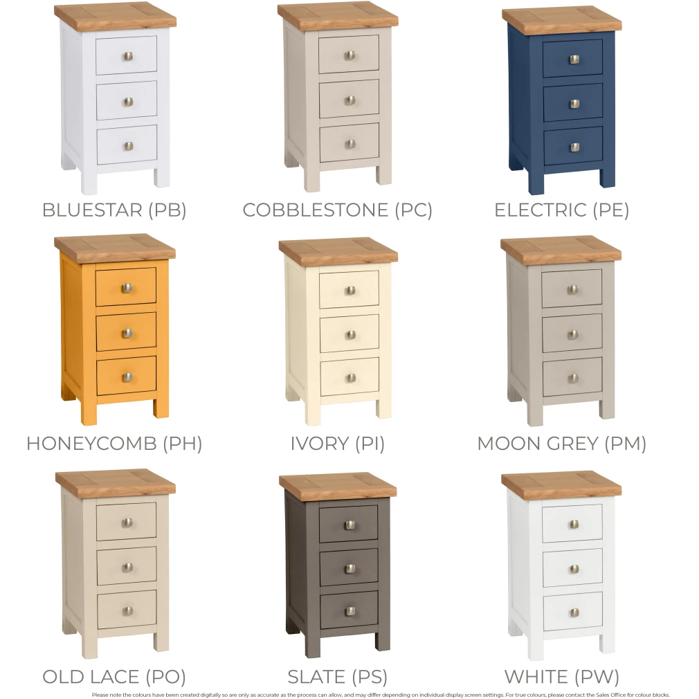 Compact 3 Drawer Bedside - Dorset Painted Bedroom Range