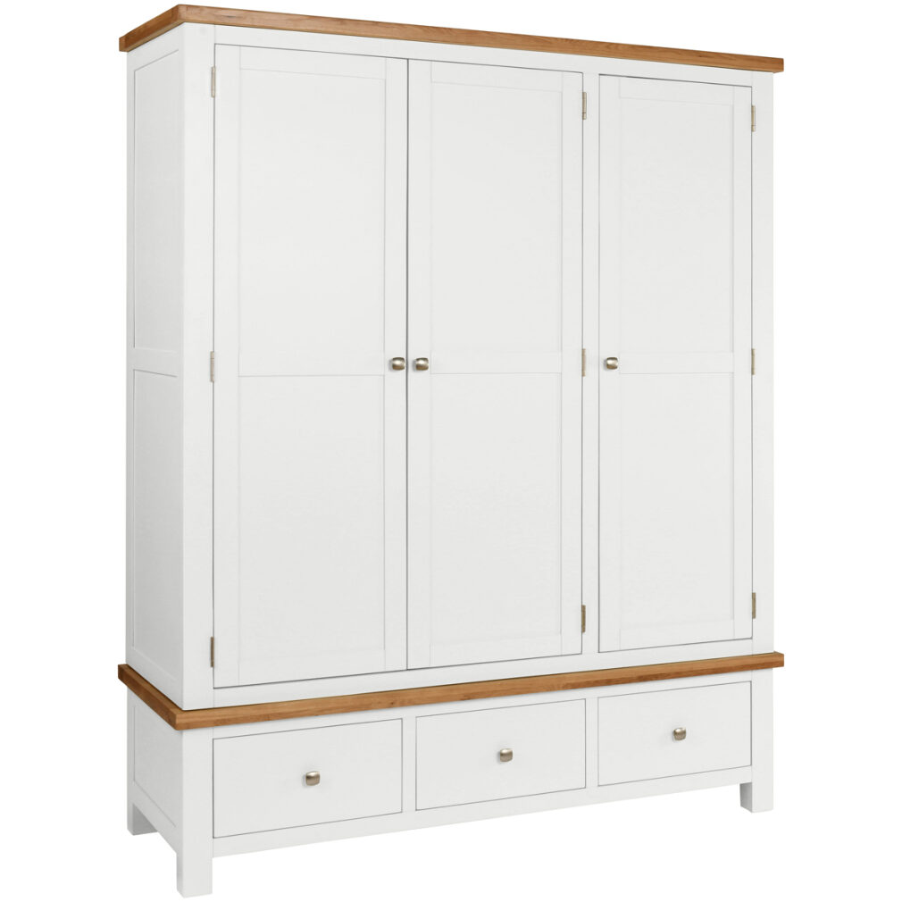 Triple Wardrobe with 3 Drawers - Dorset Painted Bedroom Range