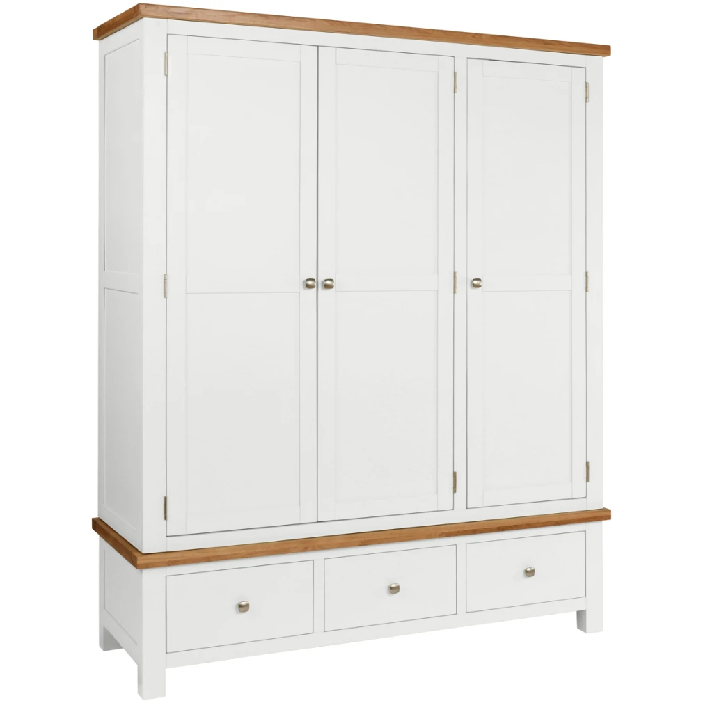 Triple Wardrobe with 3 Drawers - Dorset Painted Bedroom Range