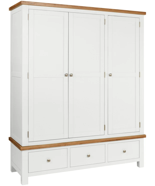 Triple Wardrobe with 3 Drawers - Dorset Painted Bedroom Range