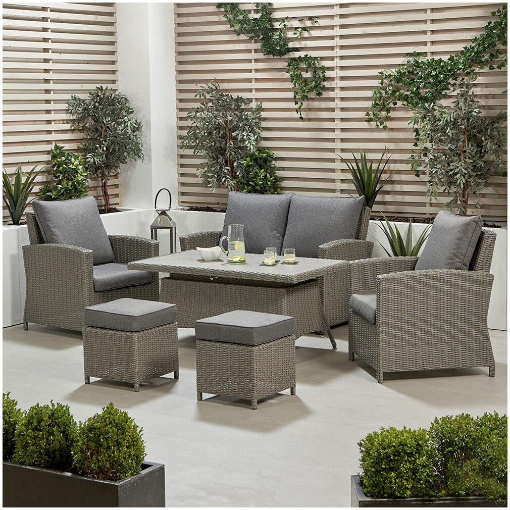 Barbados Slate Grey Outdoor 2 Seater Seating Set with Ceramic Top - Outdoor Furniture - EX DISPLAY