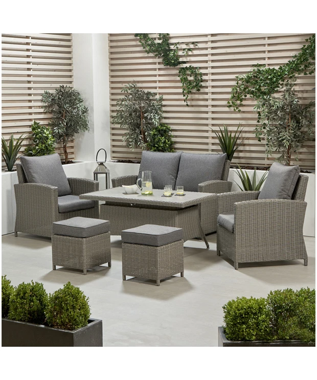 Barbados Slate Grey Outdoor 2 Seater Seating Set with Ceramic Top - Outdoor Furniture - EX DISPLAY