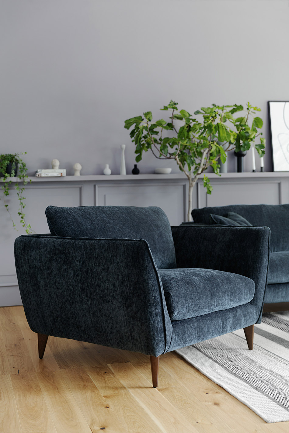 Stella 2 seater Sofa in Atropa Dark Blue by Sits - quick lead time