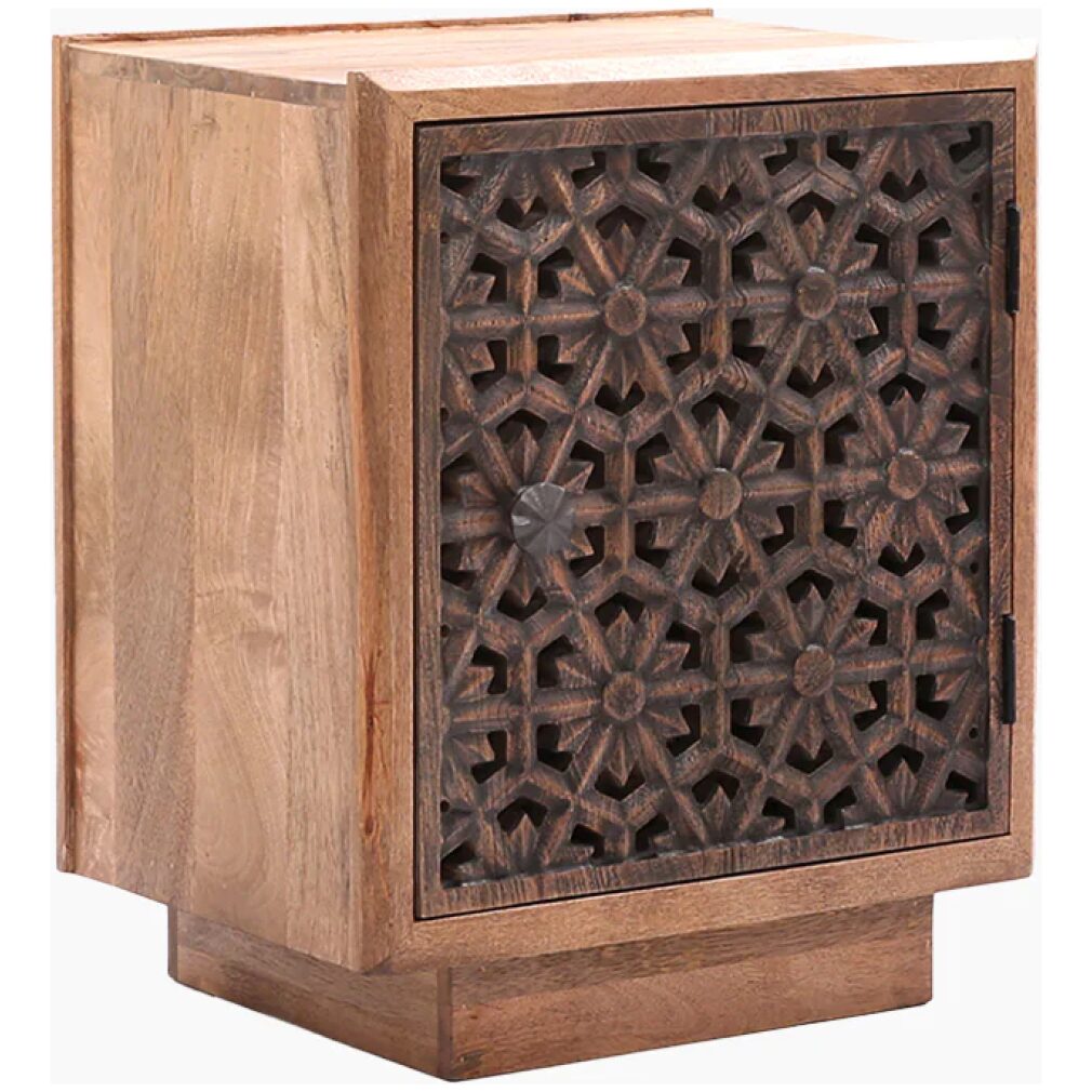 Zaayah Cut Work Wooden Side Table