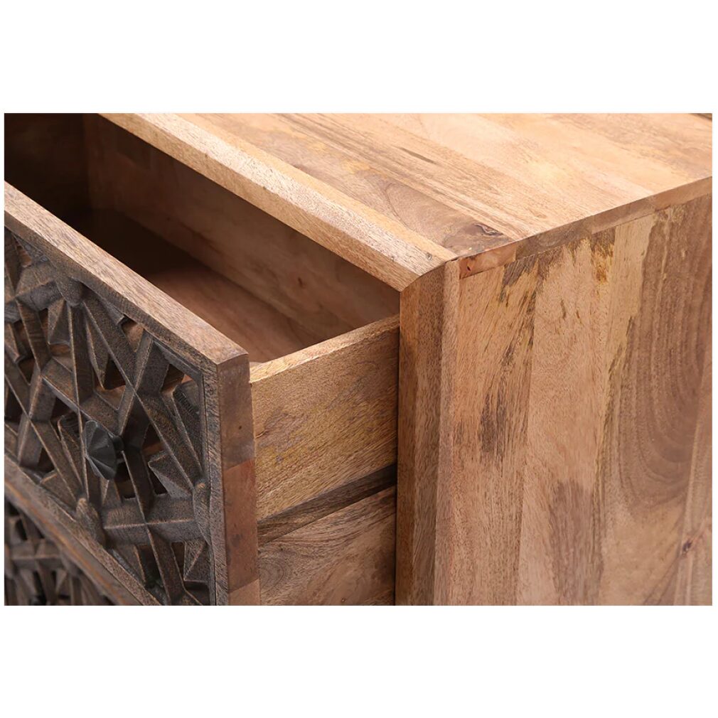 Zaayah Cut Work Wooden Three Chest of Drawers