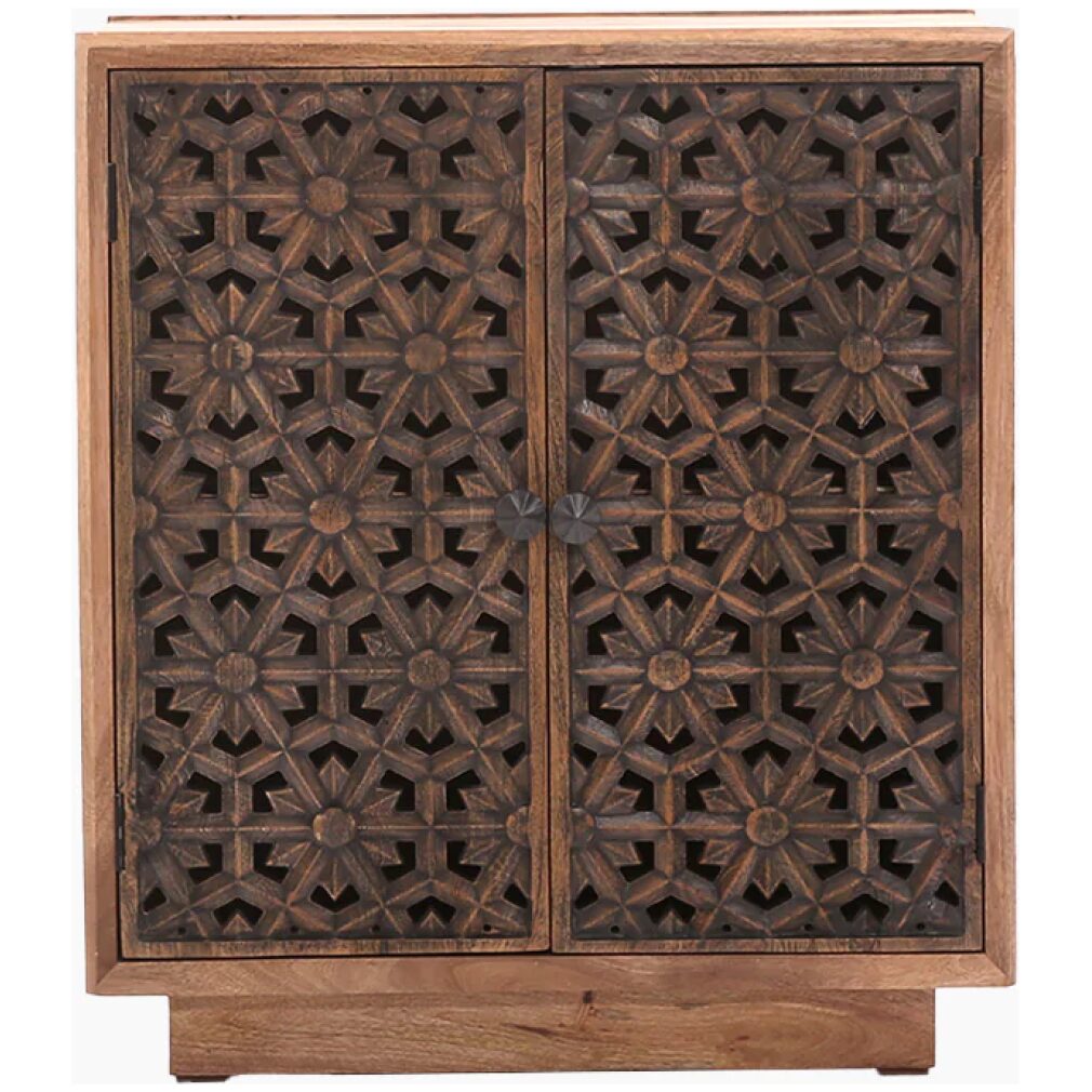 Zaayah Cut Work Two Door Wooden Cabinet