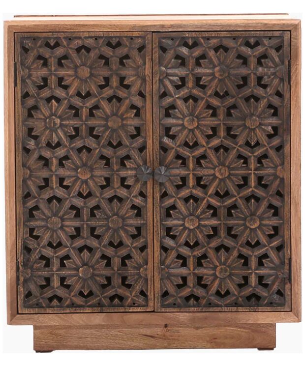 Zaayah Cut Work Two Door Wooden Cabinet