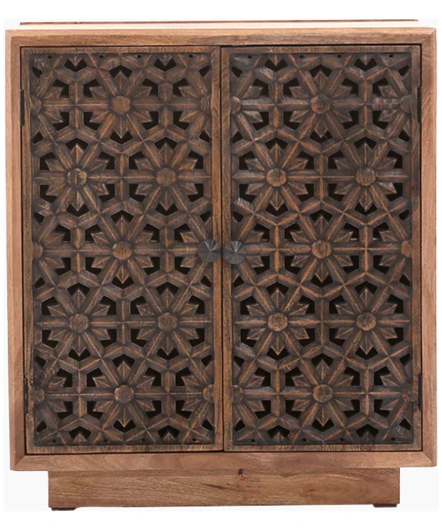Zaayah Cut Work Two Door Wooden Cabinet