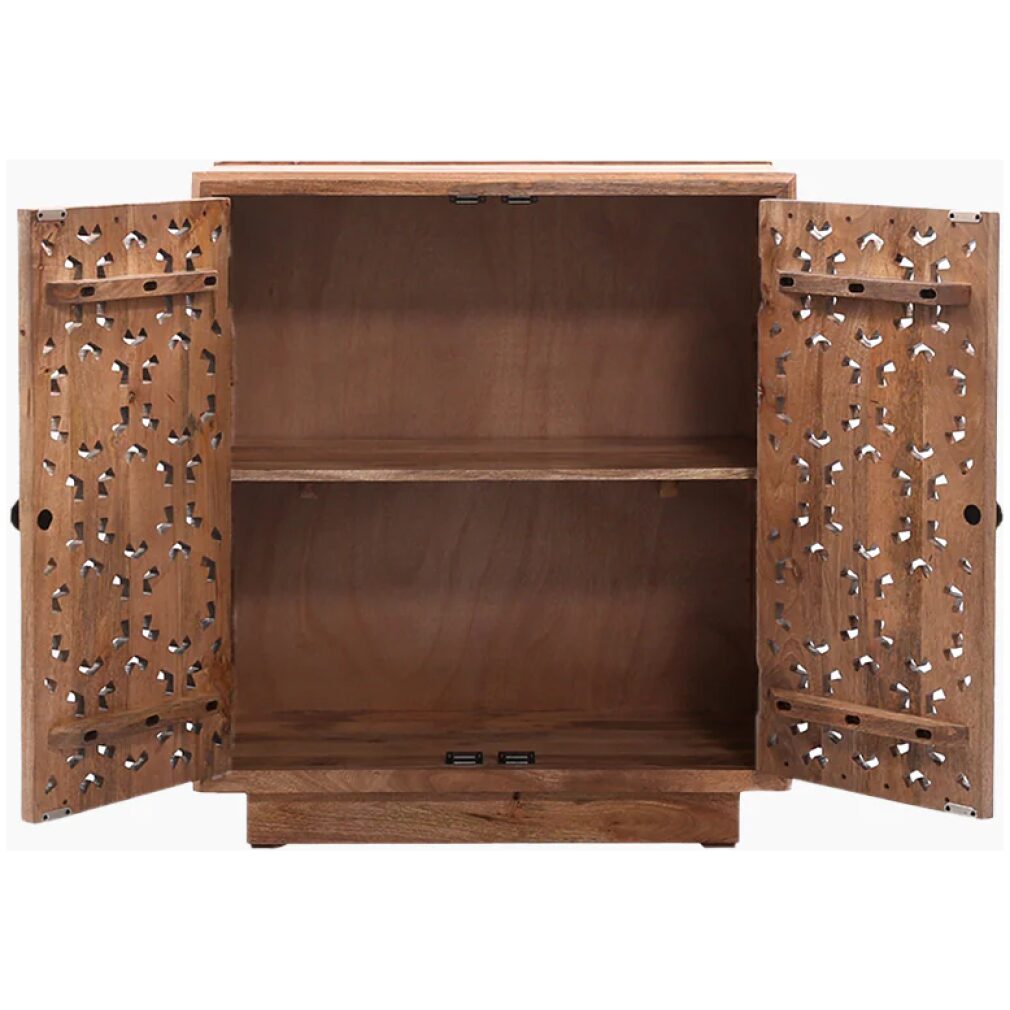Zaayah Cut Work Two Door Wooden Cabinet