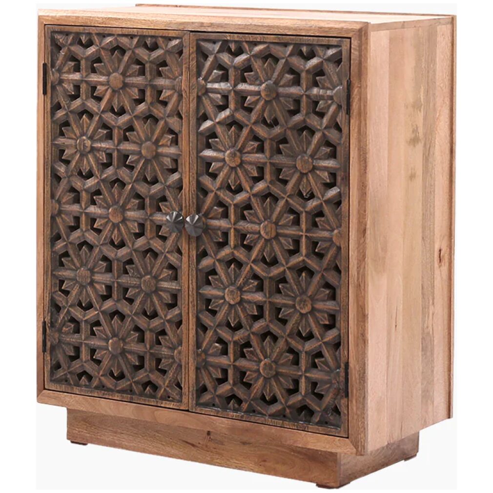 Zaayah Cut Work Two Door Wooden Cabinet