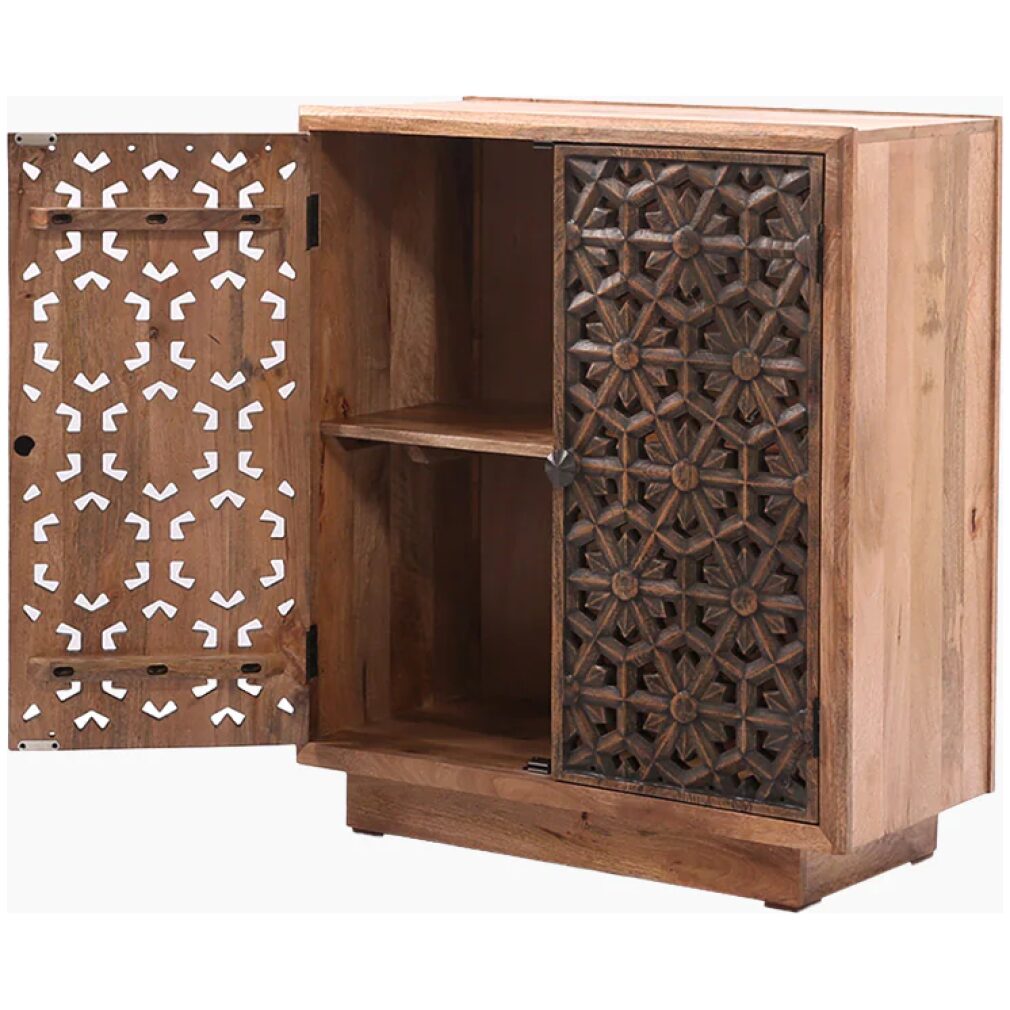 Zaayah Cut Work Two Door Wooden Cabinet