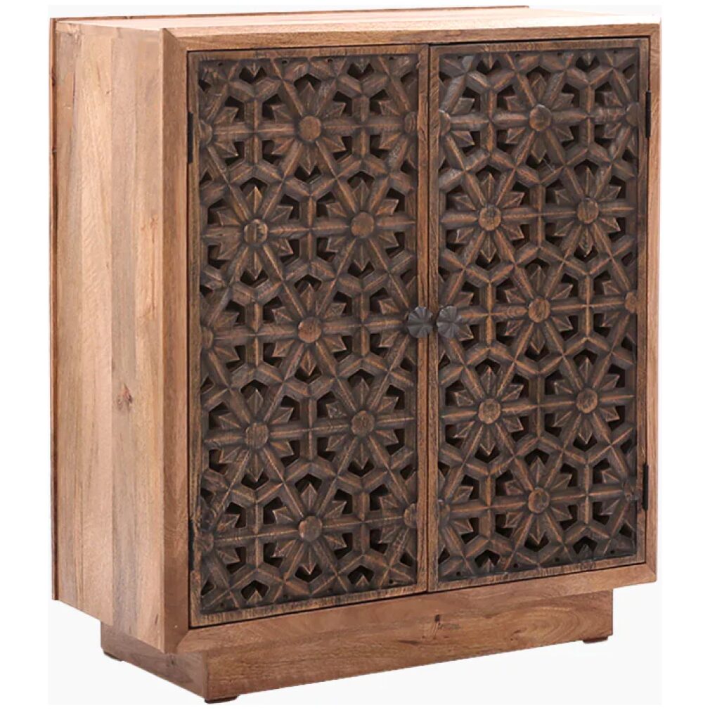 Zaayah Cut Work Two Door Wooden Cabinet