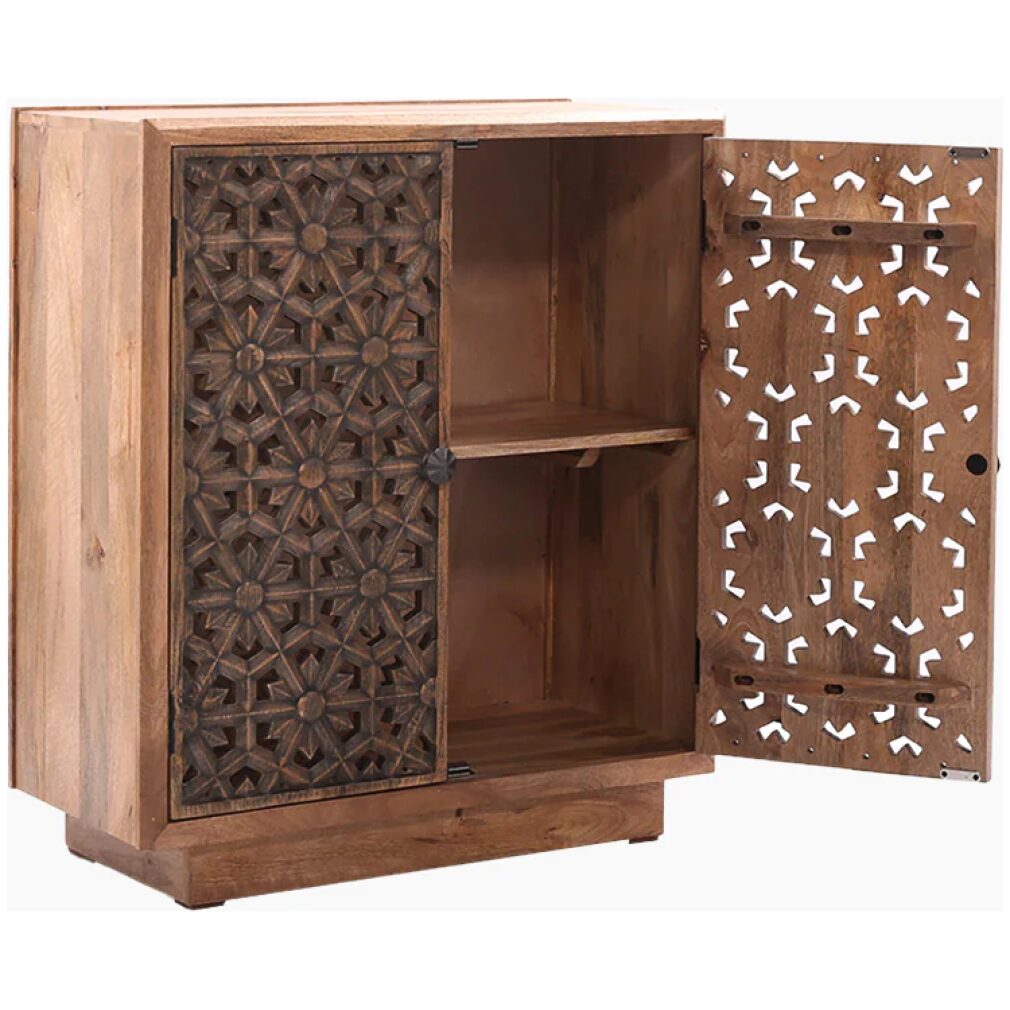 Zaayah Cut Work Two Door Wooden Cabinet