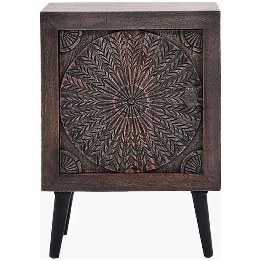Reiki Mandala Wooden Side Table
