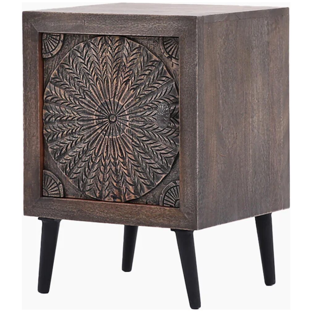 Reiki Mandala Wooden Side Table