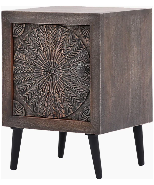 Reiki Mandala Wooden Side Table