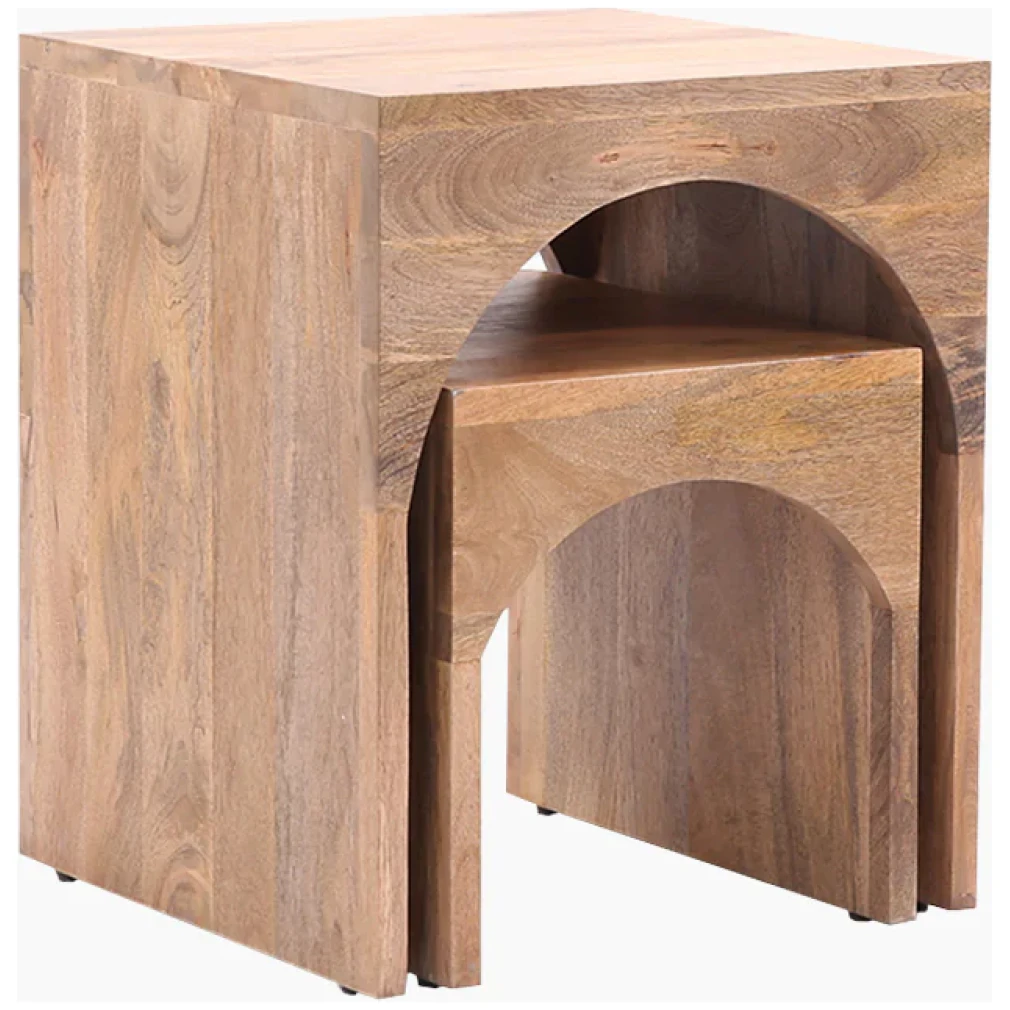 Nest of 2 Arched End Tables - Mango Wood