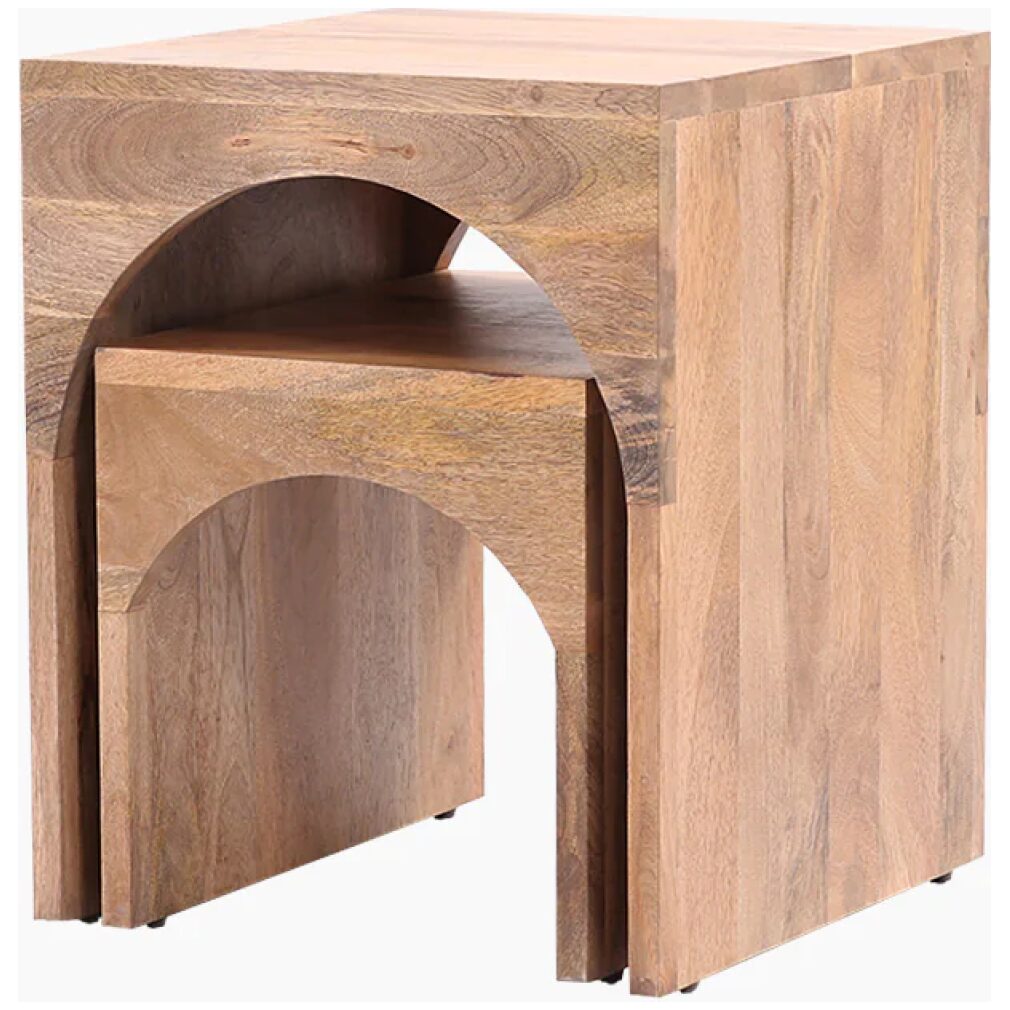 Nest of 2 Arched End Tables - Mango Wood